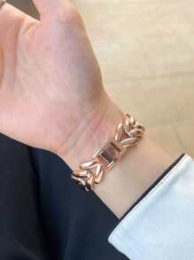 A Metal V-Shaped Connected Chain Watch Strap Compatible With Apple Watch Is A Stainless Steel Strap Suitable For The 38/40/41/42/44/45/49mm Ultra/Se/8/7/6/5/4/3/2/1 Series As A Gift For Students Returning To School - Rose Gold - View 2