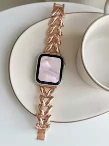 A Metal V-Shaped Connected Chain Watch Strap Compatible With Apple Watch Is A Stainless Steel Strap Suitable For The 38/40/41/42/44/45/49mm Ultra/Se/8/7/6/5/4/3/2/1 Series As A Gift For Students Returning To School - Rose Gold - View 6