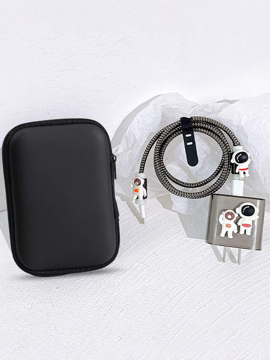 6 cái Bear Decor Bảo vệ cáp dữ liệu chống đứt & Vỏ đầu sạc & Bộ túi - màu đen - Xem 1