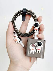 6 cái Bear Decor Bảo vệ cáp dữ liệu chống đứt & Vỏ đầu sạc & Bộ túi - màu đen - Xem 2