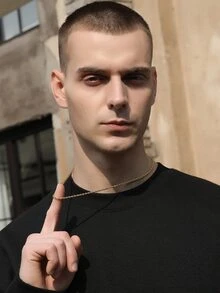 Men Minimalist Necklace - Yellow Gold - View 3