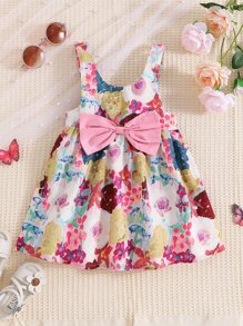 Đầm em bé Nơ Bướm Nơ bướm lớn Hoa Tất cả trên in - Nhiều màu - Xem 1