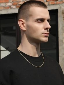 Men Minimalist Necklace - Yellow Gold - View 5