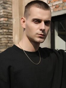 Men Minimalist Necklace - Yellow Gold - View 6