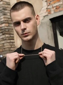 Men Minimalist Necklace - Yellow Gold - View 7