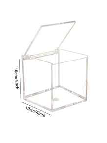 1 pieza Contenedor de almacenamiento de comida de plástico alimento almacenamiento transparente cuadrado para cocina - transparente - Ver 2