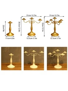 1pc Vintage Design Candle Holder, Modern White Geometric Design Candle Stand For Dinner Table - White - View 3