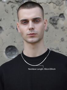 FEEL STYLE 1pc Stainless Steel Blade Shaped Link Chain Necklace Collarbone Chain Suitable For Men's Daily Wear - Silver - View 6