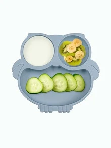 1pc Silicone Plate, Cute Owl Design Dinner Plate For Dining Table