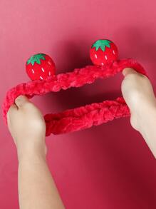 2入組草莓設計浴室髮帶可愛浴用滌綸軟髮帶 - 紅色 - 查看 5