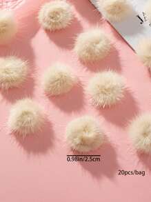20pcs Furry Pom Pom Balls, DIY Clothing Accessories, Clothing Embellishments - Khaki - View 4