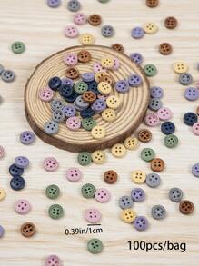 100pcs Random Color DIY Button, Small Round Button For DIY Sewing