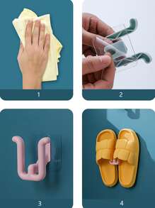 1入組自粘掛鉤家用簡約綠色自粘粘鉤 - 綠色 - 查看 5