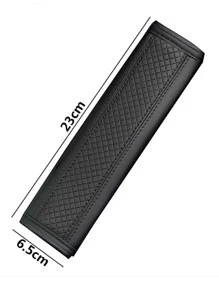 1入組針腳細節PU皮革汽車安全帶墊 - 黑色 - 查看 2