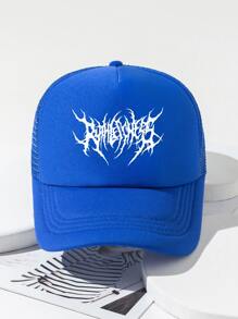 1入組男士圖案透氣網眼棒球帽 - 寶藍色 - 查看 1