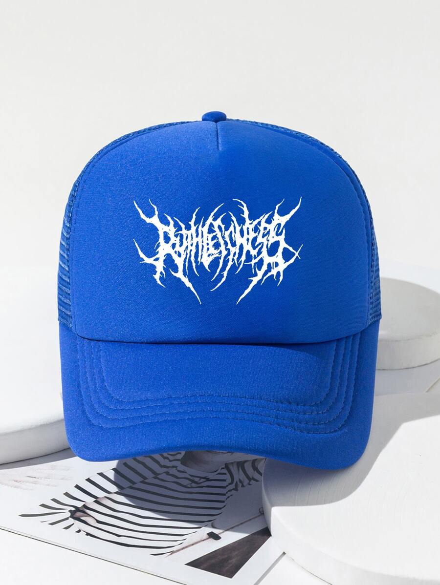 1入組男士圖案透氣網眼棒球帽 - 寶藍色 - 查看 1