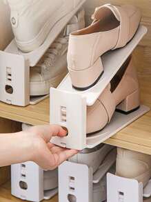 1pc Shoe Storage Rack, Modern Light Pink Shoe Shelf Organizer And Storage For Floor For Home - Apricot - View 6