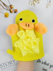 1入組卡通鴨子聚酯纖維浴巾,兒童洗澡擦澡巾 - 黃色 - 查看 1