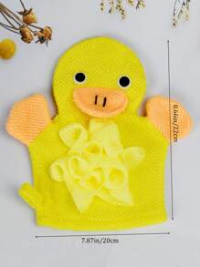 1入組卡通鴨子聚酯纖維浴巾,兒童洗澡擦澡巾 - 黃色 - 查看 4