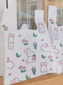 10入組/套塑膠禮品可愛卡通兔子和花卉圖案派對禮品袋適合派對 - 無色 - 查看 2