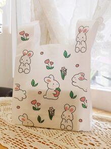 10入組/套塑膠禮品可愛卡通兔子和花卉圖案派對禮品袋適合派對 - 無色 - 查看 3