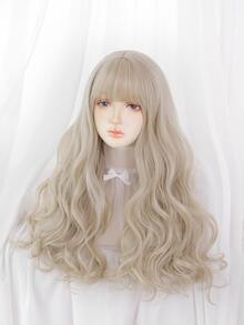 Peluca sintética largo rizado con tupe - Caqui - Ver 5