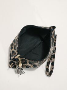 Leopard Tassel Decor Clutch Bag, Leopard Print Bag