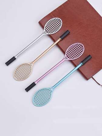 4入組羽毛球球拍形狀隨機中性筆