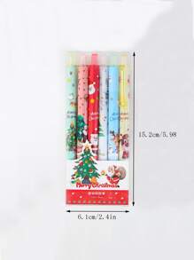 6pcs/set European And American Christmas Style Retractable Ballpoint Pen, Random Color - Multicolor - View 7