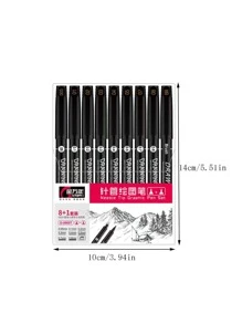 9 piezas Set Pluma de gel - Negro - Ver 7