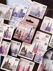 46入組復古圖案郵票設計貼紙 - 彩色 - 查看 5