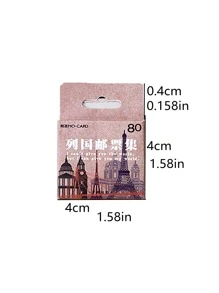 46入組復古圖案郵票設計貼紙 - 彩色 - 查看 11