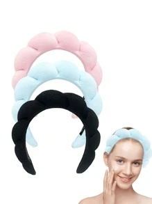 1pc Cute Solid Fuzzy Headband - Pink - View 1