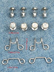 2 Sets-White Waist Buckle, Button, Clamp, Clothing Accessories