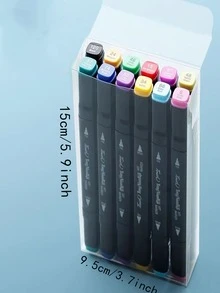 48 Cái/bộ Chữ Đồ Họa Hai Đầu Bút Đánh Dấu Thời Trang Di Động Dành Cho Học Sinh Học Sinh Hoặc Văn Phòng Sử Dụng Bút Đánh Dấu Vĩnh Viễn - màu đen - Xem 2