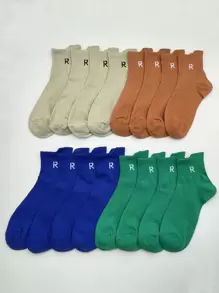 Hombres 8 pares Calcetines de tripulación con estampado de letra de moda para resorte & - Multicolor - Ver 2