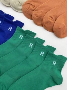 Hombres 8 pares Calcetines de tripulación con estampado de letra de moda para resorte & - Multicolor - Ver 5