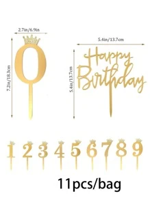 11 piezas Decoración de pastel número - Dorado - Ver 7