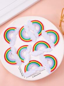 6pcs DIY Rainbow Patch, Embroidered Rainbow Sewing Patch For Clothing Decor - Multicolor - View 4
