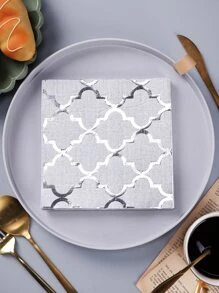 20 cái/bộ Khăn ăn tối bằng giấy, Mẫu hình học hiện đại Khăn ăn dùng một lần cho bữa tiệc - Bạc - Xem 1