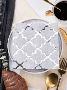 20 cái/bộ Khăn ăn tối bằng giấy, Mẫu hình học hiện đại Khăn ăn dùng một lần cho bữa tiệc - Bạc - Xem 4