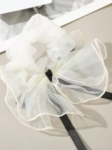 1入組女士蝴蝶結和人造珍珠裝飾時尚大腸髮圈適用於頭髮裝飾用品