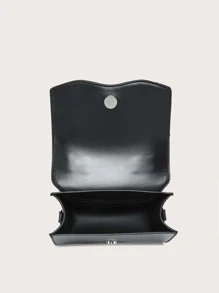 Glittery Patent Leather Party Handbag With Rhinestone Bowknot Design, Can Be Used As Shoulder Or Crossbody Bag - Black - View 6