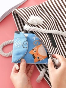 1入組卡通圖案衛生巾收納可愛織物收納袋適用於衛生巾 - 彩色 - 查看 4