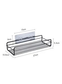 1pc Stainless Steel Bathroom Storage Rack, Minimalist White Hanging Storage Holder For Bathroom - White - View 5