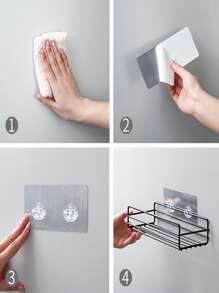 1pc Stainless Steel Bathroom Storage Rack, Minimalist White Hanging Storage Holder For Bathroom - White - View 6