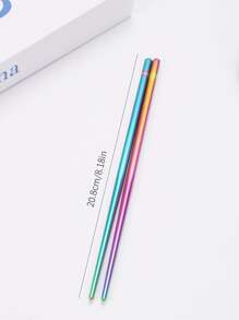 2pcs Stainless Steel Chopstick, Reusable Holographic Chopstick For Household - Multicolor - View 2