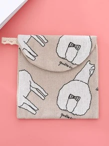 1入組卡通圖案衛生巾收納可愛織物收納袋適用於衛生巾 - 彩色 - 查看 1