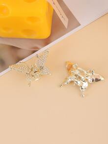 2入組女士人造珍珠裝飾蝴蝶設計時尚髮爪適用於頭髮裝飾用品