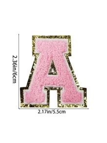 26pcs Gold-Edged Blue Alphabet Chenille Fabric Patches (Iron-On), Clothing Accessories, DIY Fabric Patches